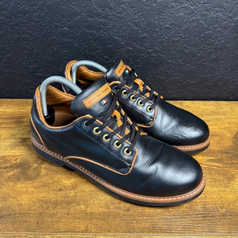 Duca Del Cosma Heritage Black Tan Leather Spikeless Golf Shoes Mens‎ US 7 EU 40